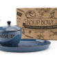 Blue Soup Bowl with Lid and bread plate-min