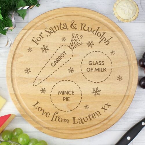 Santa and Rudolph Personalised board for snacks (1)