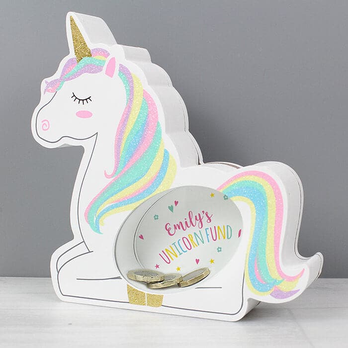 MONEY BOX POLYRESIN PINK UNICORN CONE NEEDS A NEW HOME GREAT BIRTHDAY GIFT BN