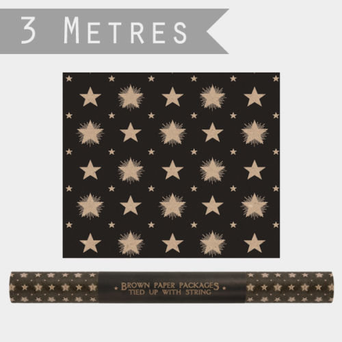 East of India Black Wrapping paper with Stars