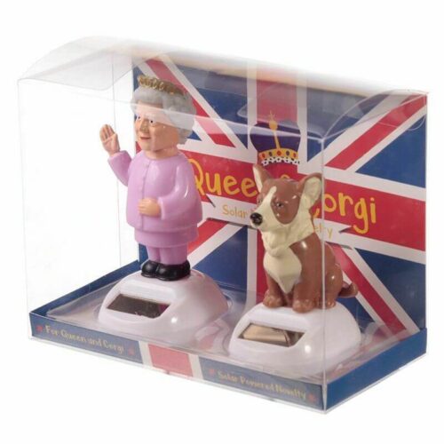 Solar Pal Dancing Queen and Corgi Dog UK England Fun Toy Car Window Sill 