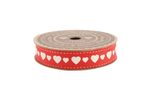 100-Cotton-Red-Ribbon-Reel-With-White-Hearts-Decorative-Love-Gift-Wrap-5M-New-351472940651