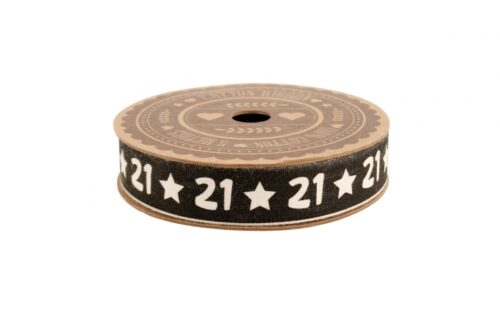 Black-21st-21-Cotton-Ribbon-Reel-5m-Metres-Roll-Number-Forty-Age-Birthday-Retro-351292727663